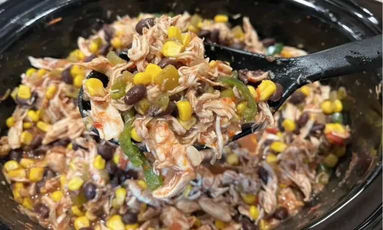 Slow cooker filled with diabetic-friendly chicken, black bean, and corn stew