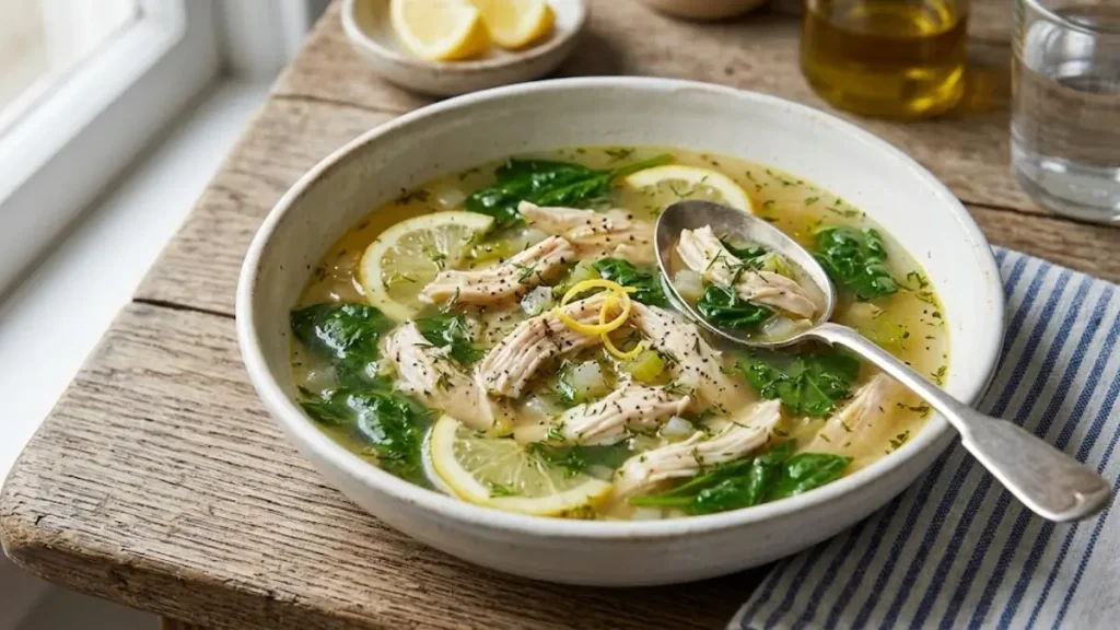 Lemon Chicken and Spinach Soup
